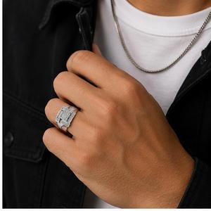 Men's Children's Custom 925 <b>Silver</b> Gold Plated Fine Ring Classic Wedding Band Pave Setting Lab Grown Diamond Birthday Gift Idea - Product Image 2