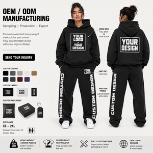 Wholesale Bulk Supplier Custom Screen Print Logo Heavy Fleece Tracksuit Kangaroo Pocket Ribbed Cuff <b>Thermal</b> Loungewear - Product Image 1