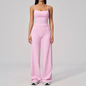 Combinaison de yoga pour femme à col montant, longue, à jambes évasées, sans couture, avec fermeture éclair sur le devant, couleur unie, en spandex et polyester, ensemble 1 pièce - Product Image 1