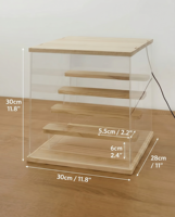 Boîte de rangement rectangulaire en bois transparent de qualité supérieure, étanche et anti-poussière, à 4 niveaux, pour jouets, figurines, présentoir portable empilable, modèles de vente au détail