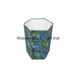 Cubo de papel decorativo hecho a mano con tapa abierta, impreso en PP, con envoltura de cartón y tela 100% algodón. - Product Image 2