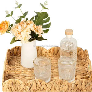 Bandeja y Cesta de Mimbre Ecológica Hecha a Mano con Jacinto de Agua, Personalizable, de Grado Comercial para Decoración y Almacenamiento de Sala de Estar - Product Image 2