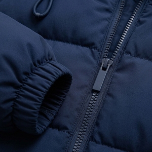 Veste matelassée à capuche unisexe bleu marine, manteau d'hiver chaud à fermeture éclair, streetwear d'extérieur, vêtements personnalisés à marque privée, OEM ODM - Product Image 6
