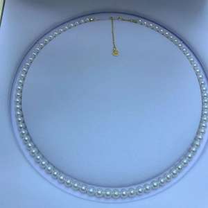 Collar de Perlas de Agua Dulce Naturales de 5-6 mm con Forma Circular Perfecta, Cadena de Clavícula con Luz Intensa, Brillante, Translúcida y Ligeramente - Product Image 4