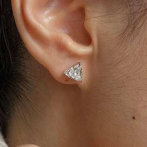 Luxury Trillion Cut Lab Grown Diamond Stud <b>Earrings</b> in Original Gold for Women-Wedding Gift <b>Fine</b> Jewelry - Product Image 1