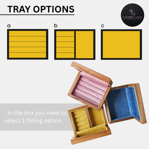 Caja de Anillos de Madera Paradise Craft, Organizador de Joyas con Forro de Terciopelo Amarillo y Ranuras para Anillos - Product Image 5