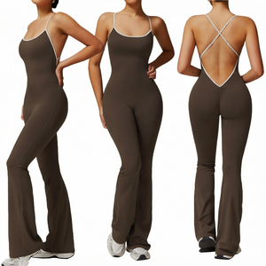 Mono de Yoga de Manga Larga para Mujer, Suave y Elástico, Traje Deportivo de Una Pieza, Ropa Deportiva Elegante para Entrenamiento - Product Image 1