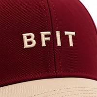 Casquette de baseball unisexe Bfit, 6 panneaux, ajustée, bordeaux beige, lettres brodées, décontractée, pour l'extérieur, casquette polo adulte