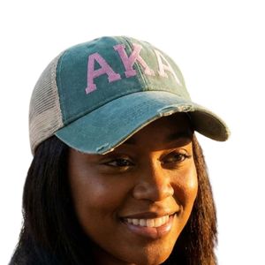 Gorra Trucker AKA Skee Wee Rosa y Blanca de Malla, Gorra de Béisbol Ajustable con Cierre a Presión, Gorro Casual para Mujer de la Hermandad Griega - Product Image 6