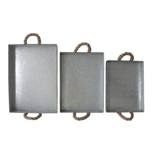 Plateaux de service décoratifs en métal galvanisé style ferme avec poignées, ensemble de plateaux vintage en zinc pour la décoration intérieure, bon prix - Product Image 5