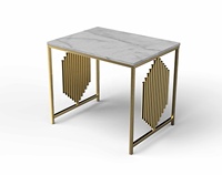 Ensemble de tables basses modernes et élégantes en or, avec plateau en marbre et tabourets latéraux à tiroirs, mobilier de maison à prix bas, directement pour mariages en Inde
