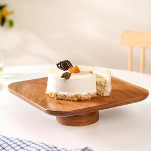 Support à gâteau vintage en bois avec présentoir à dessert carré décoratif pour la maison, la boulangerie, la restauration et les événements hôteliers, parfait pour les fêtes - Product Image 2