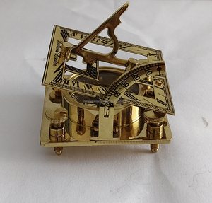 Solid Brass <b>Compass</b> Sundial Nautical <b>Navigation</b> Instrument with Adjustable Gnomon Engraved - Product Image 3