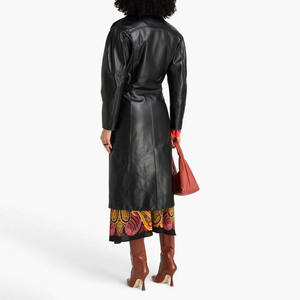 Gabardina Larga de Lujo para Mujer, Color Personalizado, Cuero Genuino, Abrigo Regular, Gabardina Larga Estampada de Cuero PU Unisex para Hombre - Product Image 6