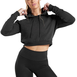 Sudadera con Capucha Corta para Mujer, Diseño Sencillo, Transpirable, de Algodón y Felpa, Manga Larga, para Deportes y Uso Casual - Product Image 1