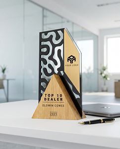 Elegant Acrylic Wood Customized <b>Engraving</b> Durable & Recyclable Achievement <b>Trophy</b> Award for Excellence Outstanding Performance - Product Image 1