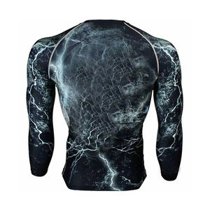 Camiseta de Manga Larga Ajustada para Hombre, Estampado de Rayos Azules, Secado Rápido, para Artes Marciales Mixtas, Jiu Jitsu y Grappling - Product Image 3