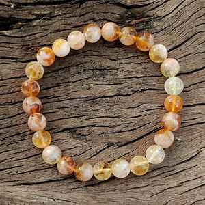 Pulsera de Cuentas de Cuarzo Citrino Natural de 6mm/8mm, Cristales Redondos, Piedras Preciosas Elásticas, Feng Shui y Reiki - Product Image 3
