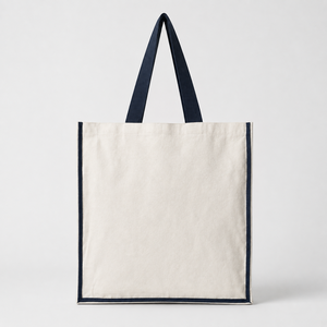 Grand sac fourre-tout en toile de coton 300 GSM, 45x49x12 cm, promotionnel, personnalisable, vente en gros, réutilisable, blanc cassé, avec ruban de 69 cm pour poignée - Product Image 4
