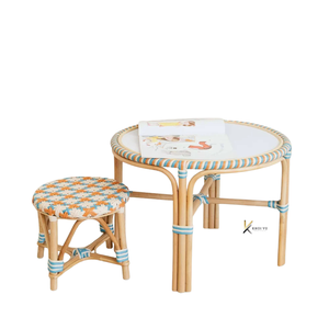 Oem Odm Wholesale Rattan Kids <b>Table</b> and Stool Set Modern Durable Furniture for Babies and Kids School - Product Image 1