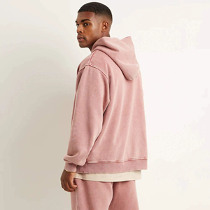 Sudadera con Capucha Rosa para Hombre, Corte Holgado, Color Sólido, Informal, Tejida, Manga Larga, con Bolsillos, para Otoño - Product Image 6