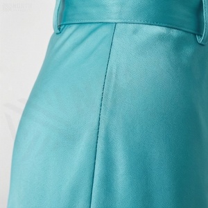 Jupe trapèze en satin pour femme, longueur mi-mollet, couleur unie avec ceinture, style élégant, toutes saisons - Product Image 5