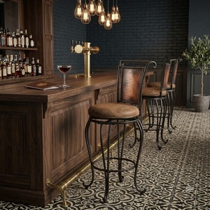 Sillas de Bar de Hierro Forjado Personalizadas al por Mayor, Sillas Altas de Metal Comerciales para Jardín, Balcón, con Cojín Crema, Estilo Transicional - Product Image 3