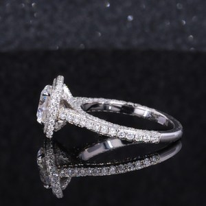 Anillo de Compromiso Vintage con Halo de Moissanita de 2 Quilates, Plata 925 - Product Image 4