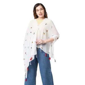 Women <b>Chiffon</b> <b>Scarf</b> Long Lightweight With Tassels And Bird Print For Daily Wear All Seasons - Product Image 2