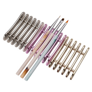 Five Compartment Nail Brush Holder <b>Multi</b> <b>Color</b> Metal Manicure Tool Organizer for Nail Salon Supplies - Product Image 2