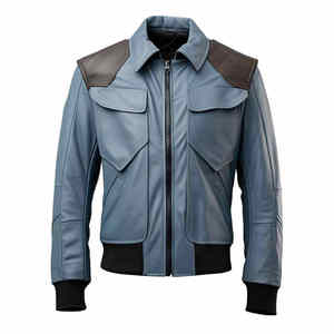 Veste en cuir pour homme de qualité supérieure, inspirée du streetwear, avec logo frontal, pour un look décontracté moderne en hiver - Product Image 1