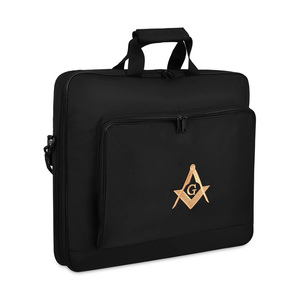 Master Mason Blue Lodge Apron <b>Case</b> Black Cordura Fabric Gold Embroidered Emblem Regalia Storage Hand Masonic Bag Handmade Formal - Product Image 2