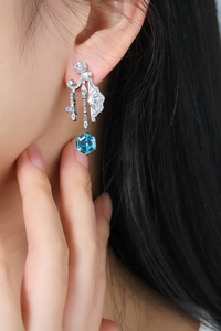 Pendientes de Diamantes Azules con Corte Hexagonal de Platino, con Diamantes Naturales de Color D, Certificados por IGI, Joyería de Lujo para Bodas - Product Image 4