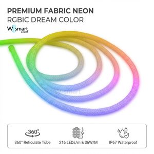 Ruban lumineux néon RGBIC en silicone tissé 360° °   Tube Réticulé Rond IP67 Couleurs Rêveuses pour Événements et Architecture OEM - Product Image 4
