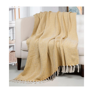 100% Wool Jacquard Nordic Woven <b>Throw</b> Blanket Printed Pattern Rectangular Tassel Edge Waterproof All Season Bedding Decor - Product Image 2