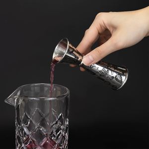 Vaso Medidor de Acero Inoxidable Estilo Japonés con Grabado Tiki, 1+2 oz, Doble Extremo, con Medidas Láser, para Bartender, Jigger para Cócteles - Product Image 2