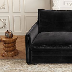 Cómodo sofá reclinable de asiento profundo de gran tamaño de tela de pana de 3 plazas, sala de estar sofá para, 3 reposapiés móviles, cojines de nube de gran tamaño - Product Image 6