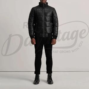 Veste de pilote MA1 en cuir noir authentique pour homme, col baseball, manteau de pilote en cuir véritable, vente en gros, streetwear urbain - Product Image 4
