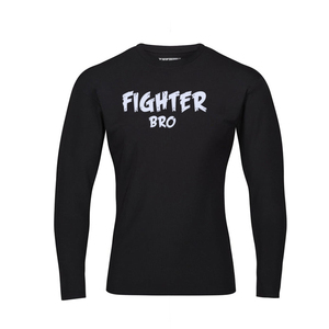 Camiseta de Compresión de Manga Larga para Hombre Fighter Bro, Negra, de Secado Rápido, con Logotipo Estampado en la Parte Delantera - Product Image 1