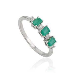 Wholesale 925 Sterling <b>Silver</b> 100% Authentic Octagon Shape <b>Emerald</b> Gemstone Band <b>Ring</b> For Women Party Wear Accessories - Product Image 1