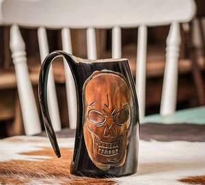 Mug en corne artisanal imperméable de forme naturelle, taille L, pour décoration de fêtes et cadeau d'affaires - Product Image 3