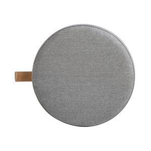 Uptown Gray 14\" Round Storage Ottoman Brandy Upholstered with <b>Leather</b> Accent <b>Stools</b> & Ottomans Product - Product Image 5
