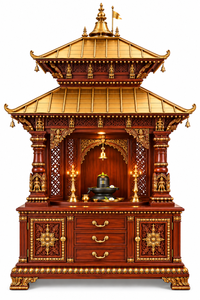 Pashupatinath Inspired Hand-Carved Nepali Pagoda <b>Mandir</b> Traditional Wood <b>Mandir</b> Pooja Room Cabinet Hand-Carved Decorative Altar - Product Image 4