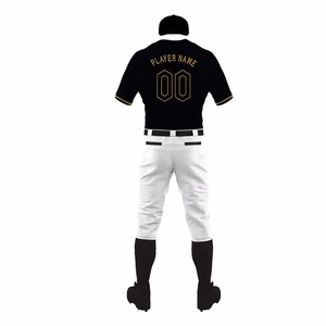 Maillot de baseball Teamname pour homme adulte, manches courtes, noir et or, broderie, uniforme respirant en polyester, coupe classique, toutes saisons - Product Image 6
