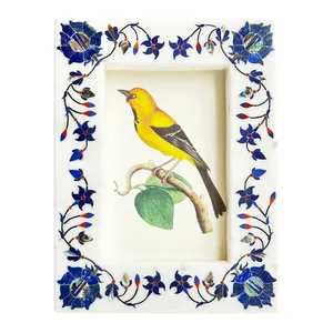 Most Popular Handmade White Marble Photo Frame Floral Print Elegant Natural Stone Design Luxury Home Decor Office <b>Table</b> - Product Image 1