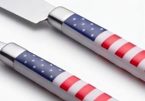 American Flag Design Stainless Steel Flatware Set Dishwasher Safe Party Cutlery With <b>Plastic</b> Handles High <b>Mirror</b> Polish For Home - Product Image 2