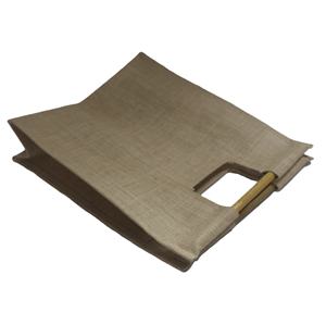 Sac de shopping promotionnel en jute naturel avec poignée droite en bambou et revêtement PP, idéal pour la publicité - Product Image 2