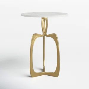 <b>Hot</b> Selling White Marble Gold Metal Round Drink Table Luxury Accent Side Table for Living Room Decor - Product Image 5