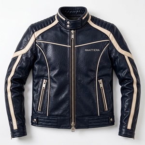 Chaqueta de Motociclista con Aspecto de Cuero Marrón, Cuello Alto, Cierre Asimétrico, Corte Ajustado, Estilo Motociclista, Personalizable OEM ODM - Product Image 5
