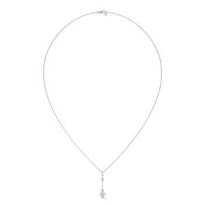 สร้อยคอจี้เพชรทองคำขาวทรงสี่เหลี่ยมสำหรับผู้หญิง - Product Image 3